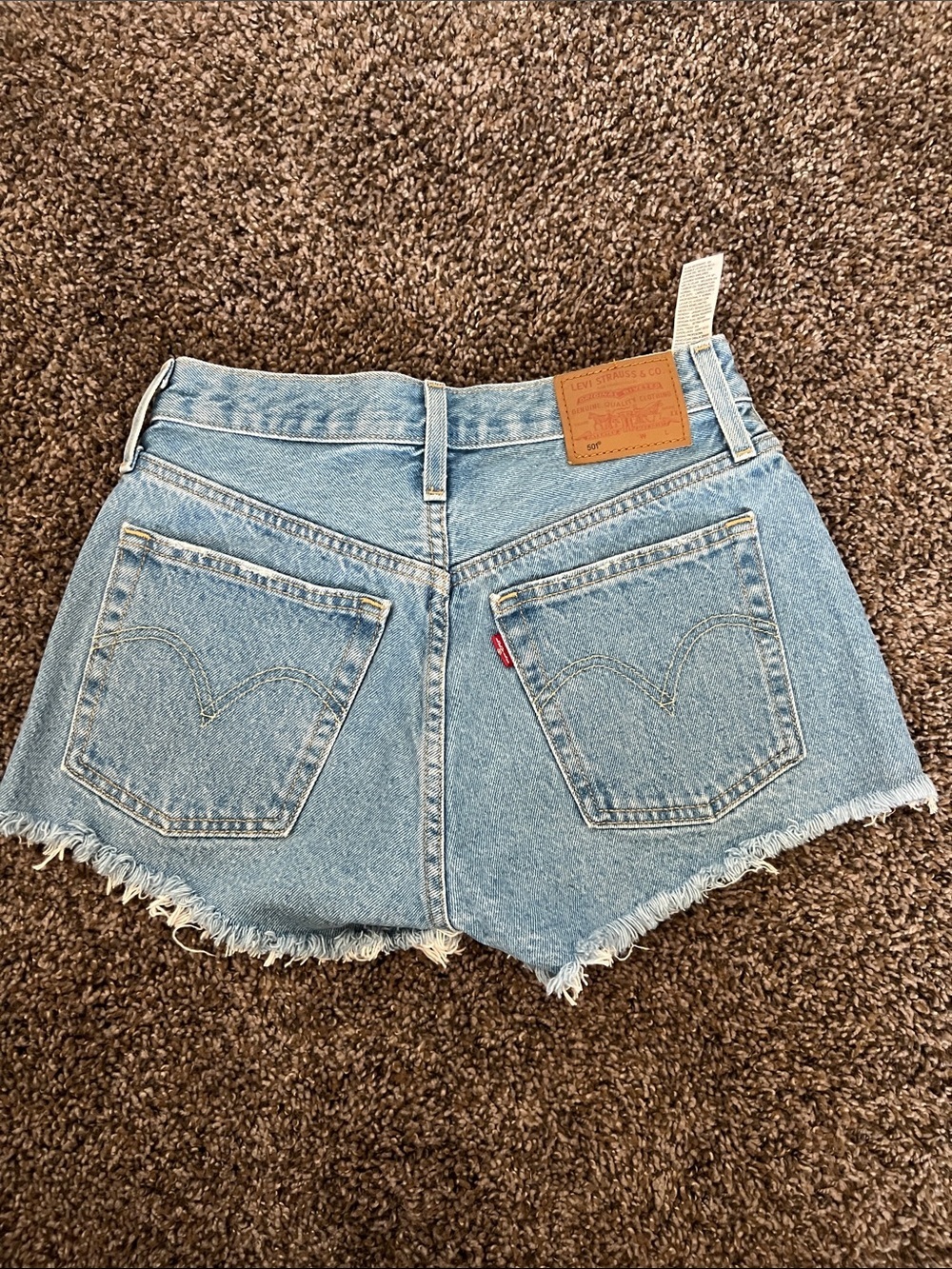 Levi's Light Blue High-Rise Cutoff Denim Shorts - Picture 3 of 13